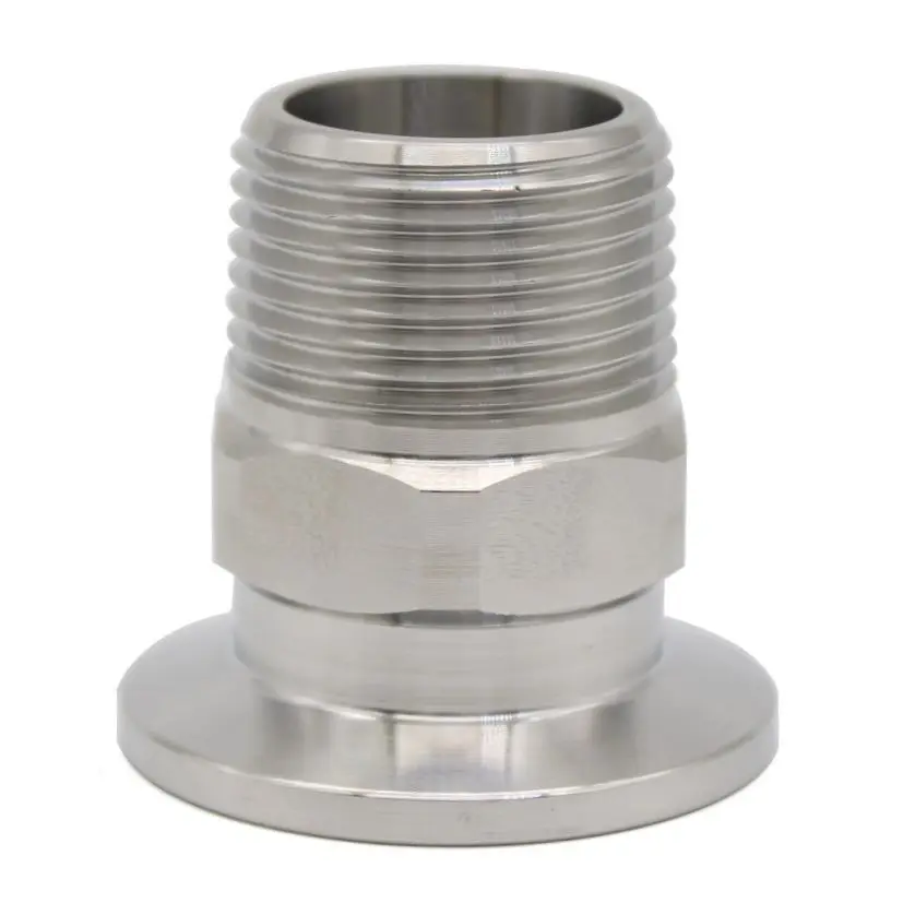 KF16 ~ KF25 Flange Adapter Hexagonal External Thread 3/4\'\'~1\'\' PT Outer Diameter Vacuum Stainless Steel Flange Pipe Fitting