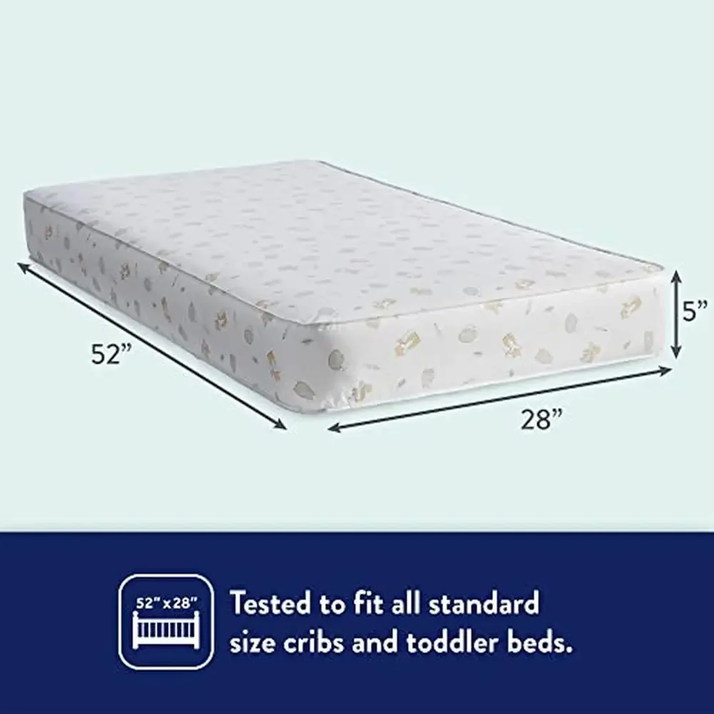 BabyPedic 2 단계 이중 견고함 침대, 유아 침대 매트리스, 방수 항균 엑스트라 펌, 미국산 코일, 52 인치 x 28 인치 x 5 인치