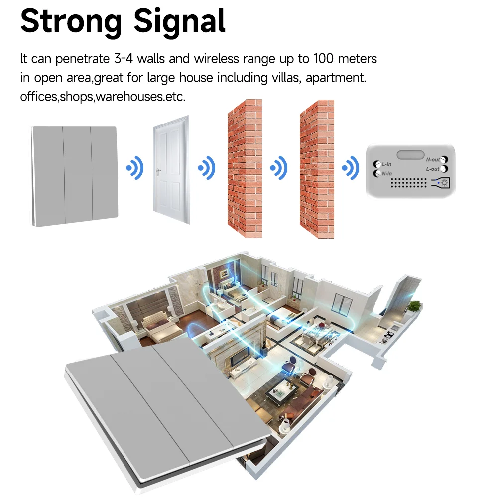 Wireless self-powered switch household  remote control Push button switch on off Wall Light Switch without battery Waterproof