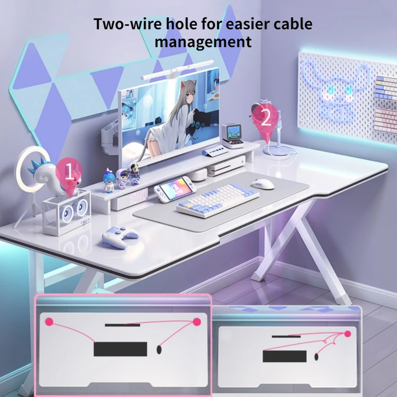 Mesa e cadeira brancas para meninas, desktop simples, computador e desktop, mesa de ancoragem, casa e quarto