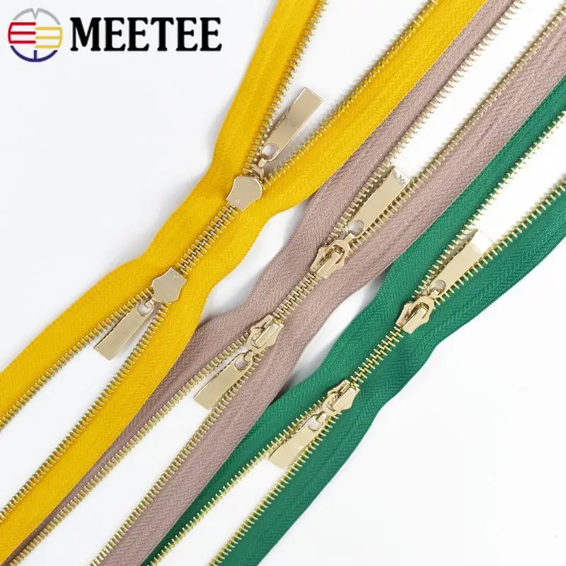 

1Pc 80/100/120cm Auto Lock Metal Zippers Double Slider Two Way Zip Bag Jacket Decorative Zips Coat Garment Closure Zipper Repair