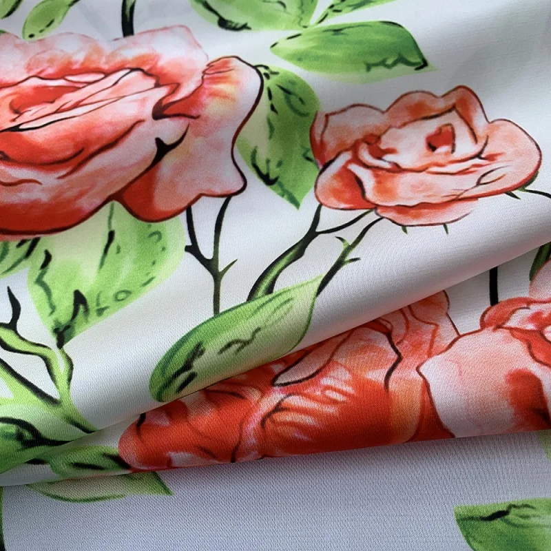Tessuto del progettista del poliestere del raso elastico di modo del modello della stampa del fiore di alta qualità per i materiali dei vestiti