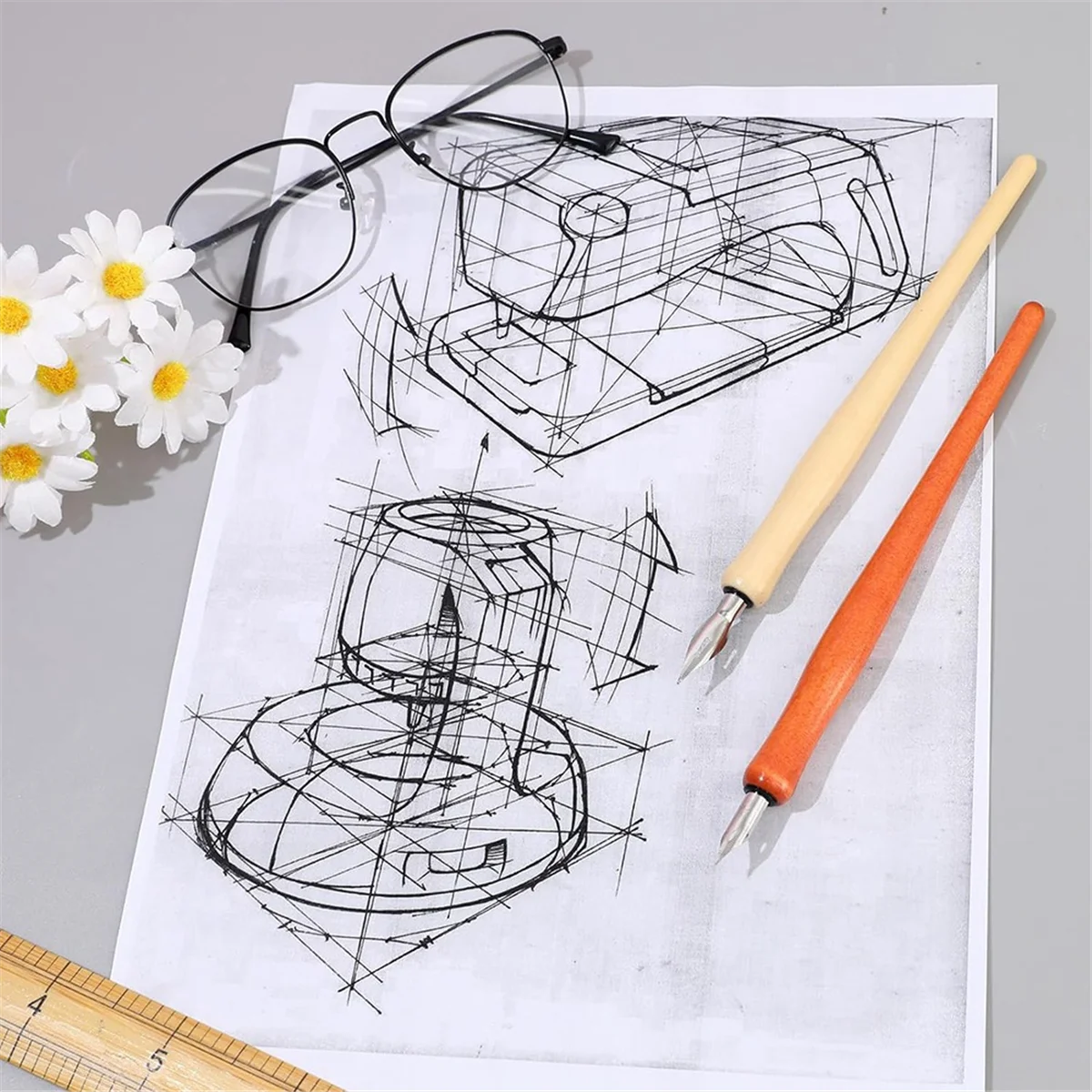 AAAE 10 Pcs Dip Pen Set Nib Pen Holder Comic Pen Nib Set Pen Ink Nib Calligraphy Pen Nibs Wooden Drawing Pen