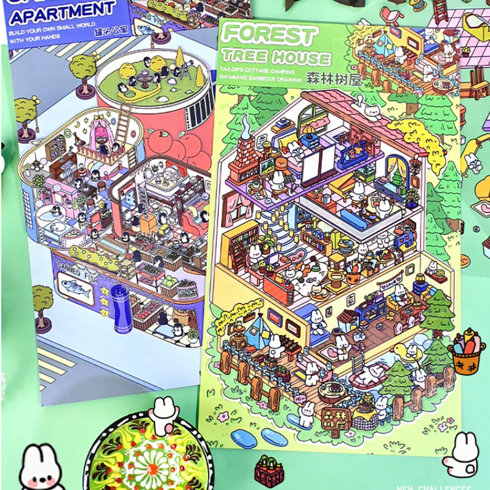 Creative Scene Landscape Stickers 3D Stereoscopic Scene Stacking DIY Decorative Stickers