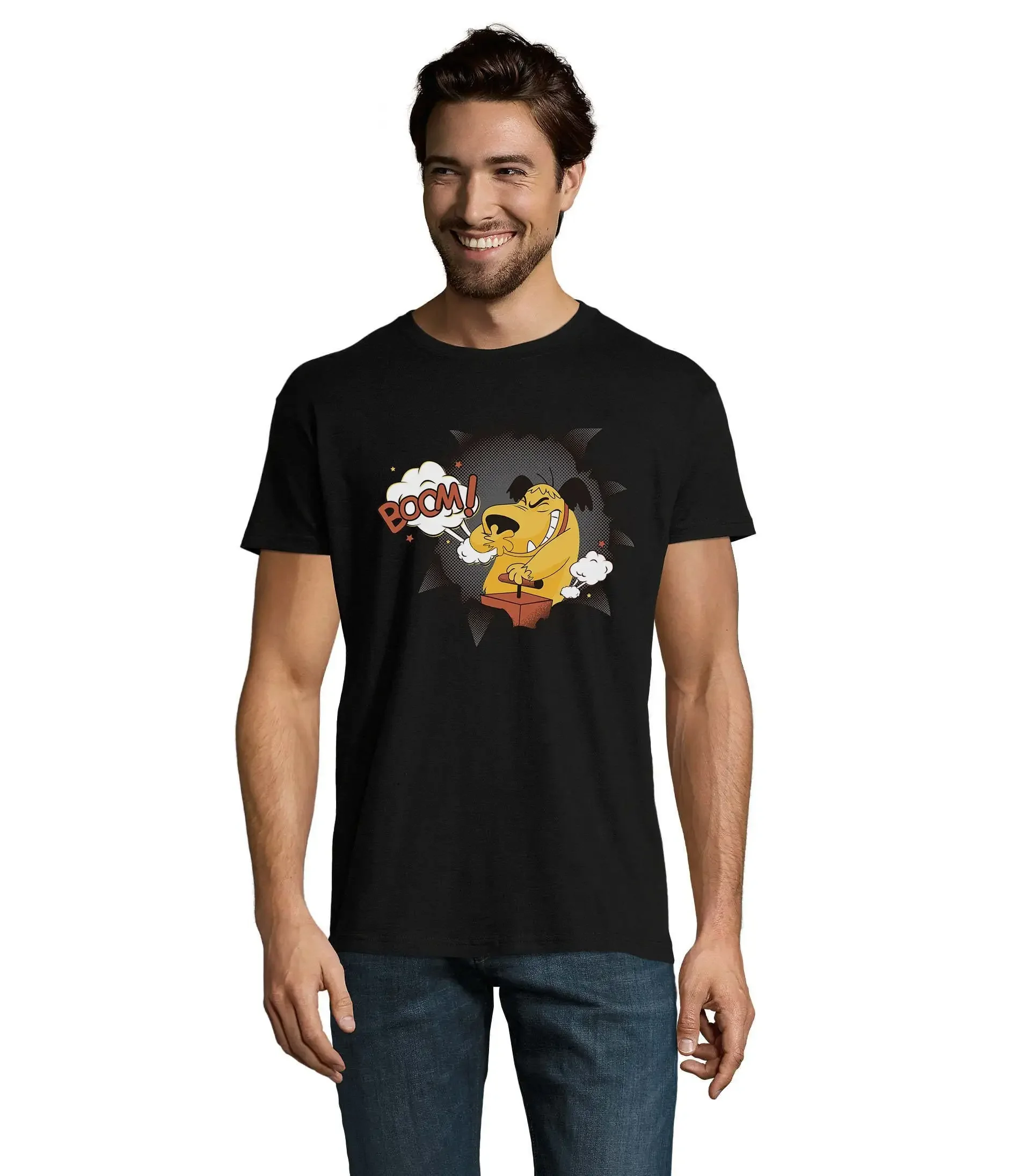 Retro Cartoon Batan Muttley Acme Labs Dynamite Explosion Men'S Cotton T Shirt