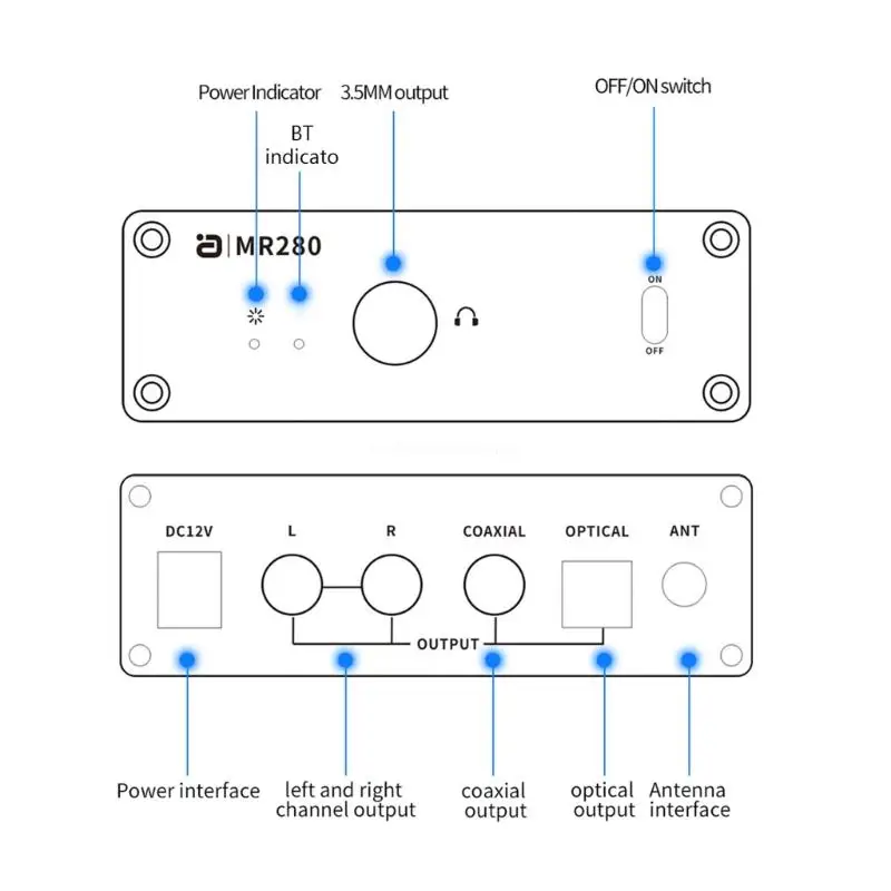 MR280 LDAC-BT5.1 Konverter Decoding ES9018 Penerima Dekorasi TI LM4562 Dropship Baru