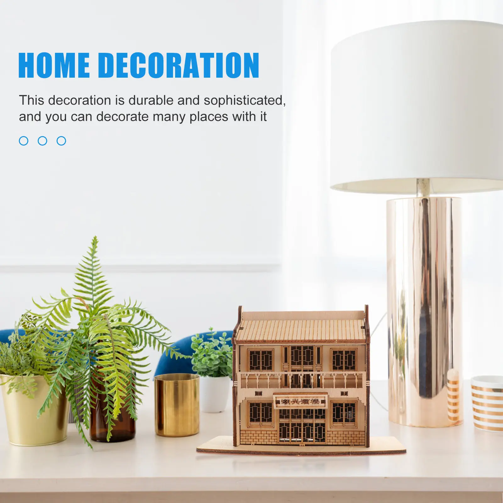 

1Set Creative Educational Wood Puzzle DIY 3D Restaurant Assembly Public House Design Enhance Patience Imaginative Play