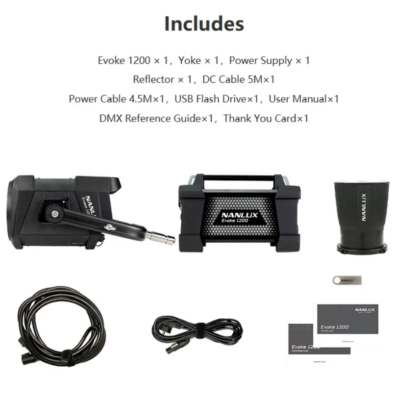 Nanguang-Lámpara de luz LED Nanlux Evoke 1200, 1200w, para fotografía, resistente al agua, para vídeo al aire libre, con control inalámbrico