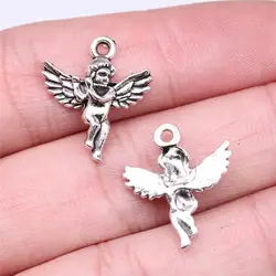 WYSIWYG 20pcs 20x17mm Angel Charms For Jewelry Making Antique Silver Plated Antique Bronze Color Jewelry Findings