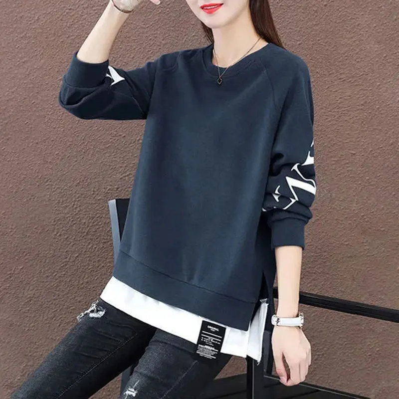 Długi, luźny sweter damski w stylu koreańskim, idealny na jesień i zimę, nowy, casualowy, odzież wierzchnia, top, nie starzący się.