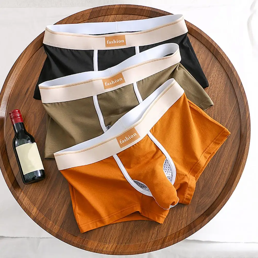 Men Boxer Briefs Elephant Nose Separate Design Shorts Underwear Patchwork Color Moisture-Wicking Nonrestrictive Men Underwear 95
