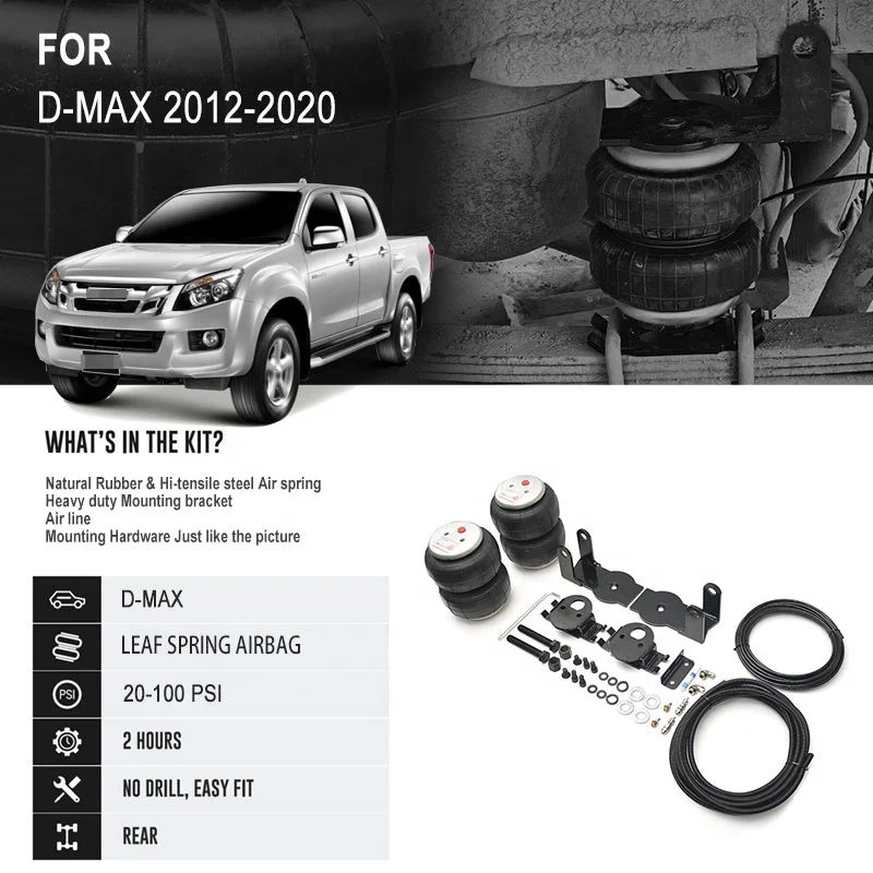 for Rear Towing Stability Heavy  Airbag Suspension Load Assist Kit for DMAX 2012-2020 Air Suspension Helper Kit