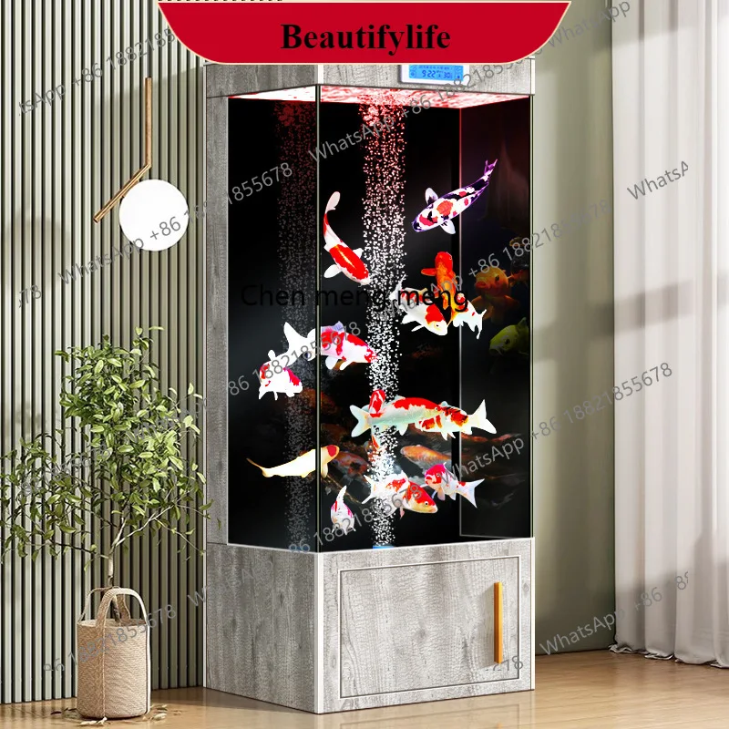 

G153 Living room vertical small fish tank self-circulation water-free goldfish tank ultra-white glass smart aquarium