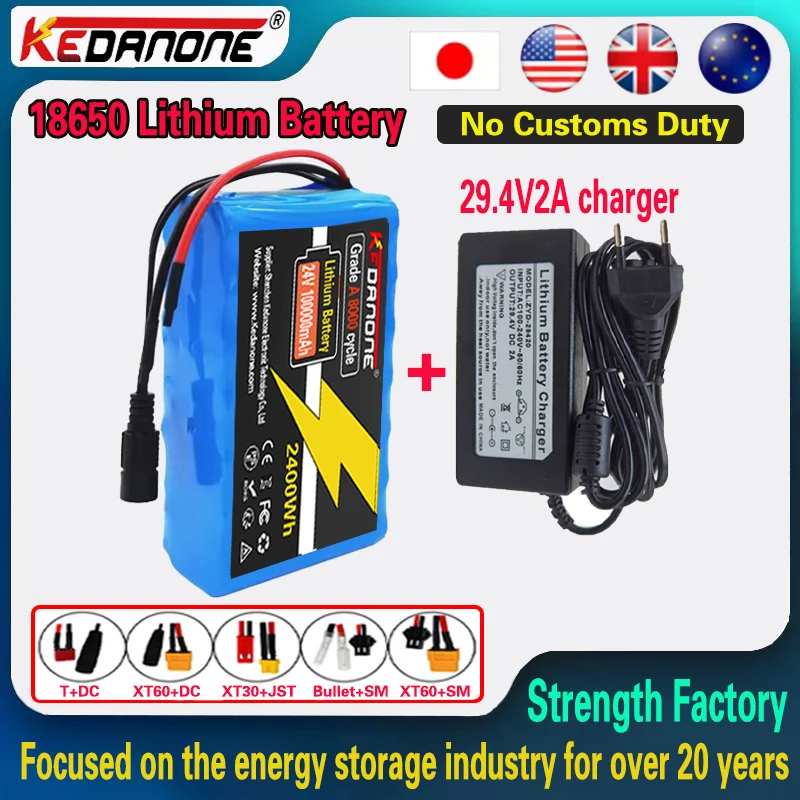 

24V/29.4V 7S2P 10Ah 18650 Battery pack 29.4V 100000mAh Rechargeable Battery Mini Portable Charger For LED/Lamp/Camera with B