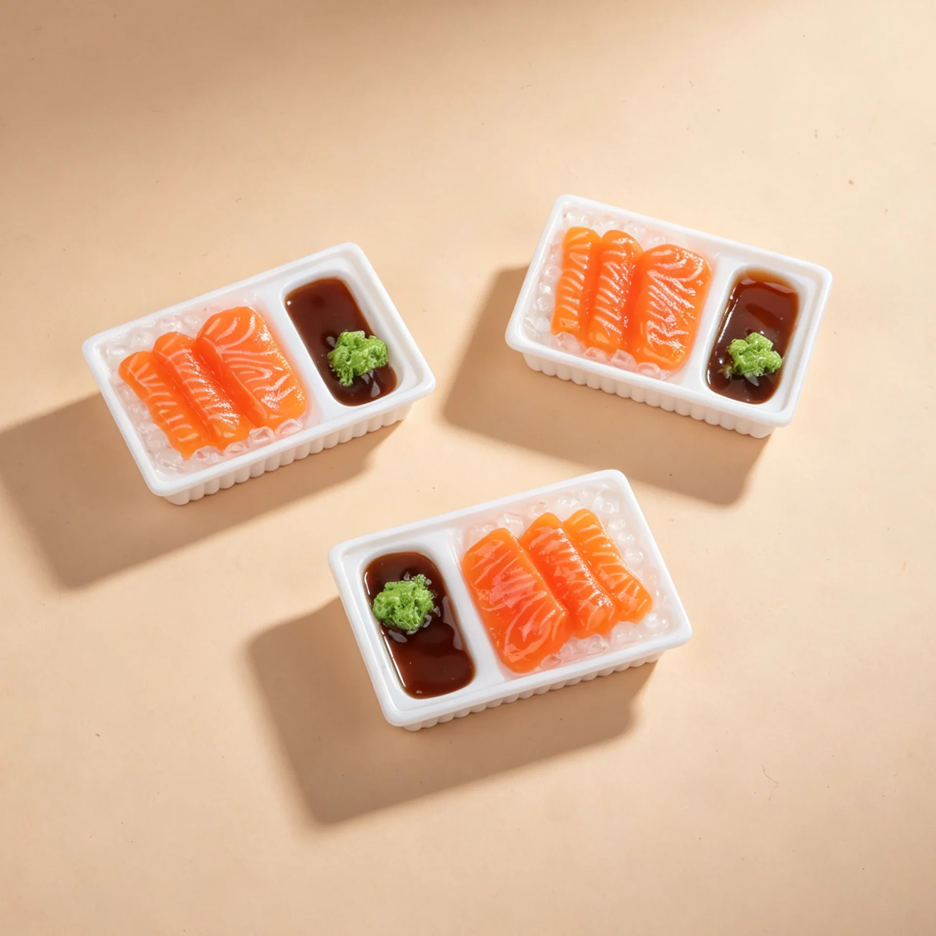 3pcs Mini Salmon Sashimi Fast Food Box Model Japanese Food Resin Accessory DIY Miniature Dollhouse Scene Prop Desktop Ornament