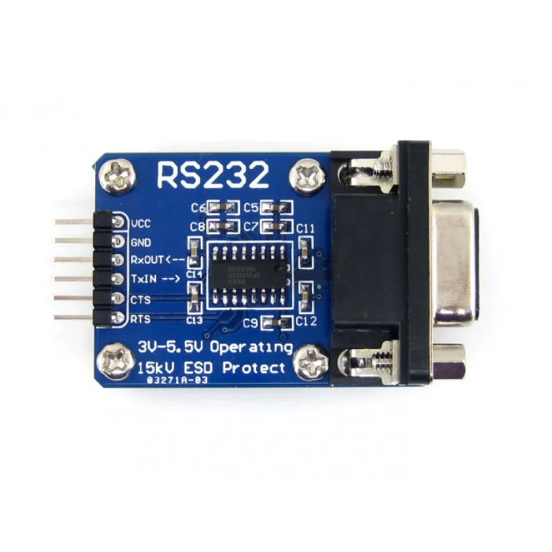 RS232 to TTL UART Communication Board, SP3232 On Board, 3V-5.5V, ESD Enhanced, Hardware Flow Control Supported