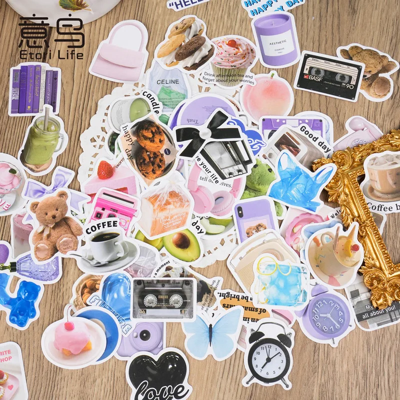 

Милые мультяшные наклейки-животные в коробке, декоративные материалы для творчества, кавайные стикеры для канцелярии, 50 шт./коробка