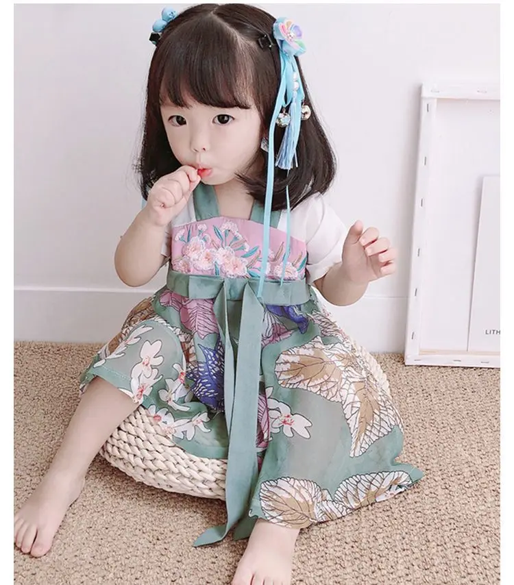Baby girl Hanfu dress girls summer clothes 0-5Y little girl antique dress baby children short-sleeved dress