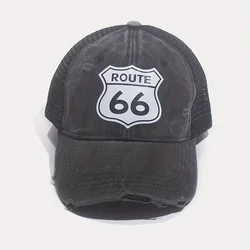 66 Route Washed Cotton Baseball Caps For Women Men Retro Letter Embroidery Snapback Hats Sun Visors Hip Hop Dad Hat Casquette