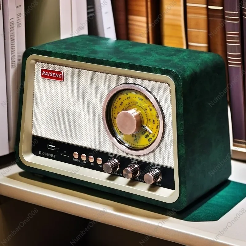 Retro Nostalgic Desktop Radio FM Medium Wave Short Wave Bluetooth Speaker Card Slot Audio Rechargeable