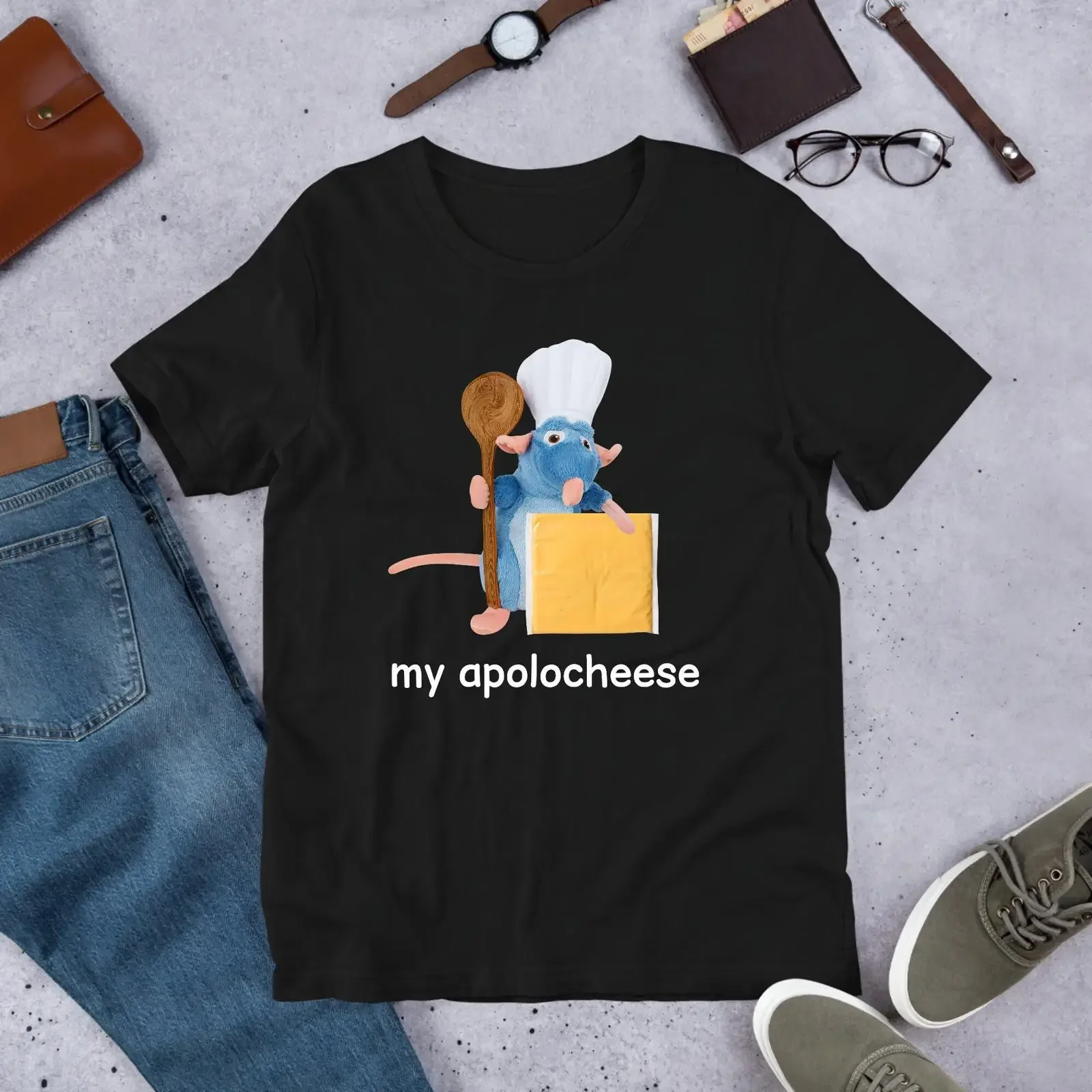 My Apolocheese Remy Rat Cheese Meme Funny T Shirt Ironic Lover Oddly Specific Cursed Cringe Casual vintage Washed fashion