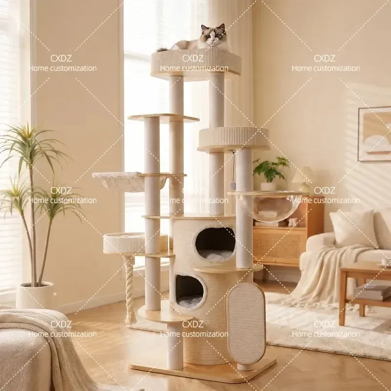 Luxury Large Cat Climbing Frame Space Capsule Multi Functional Cat Tree Integrated Cat Nest Space Saving Design for Indoor