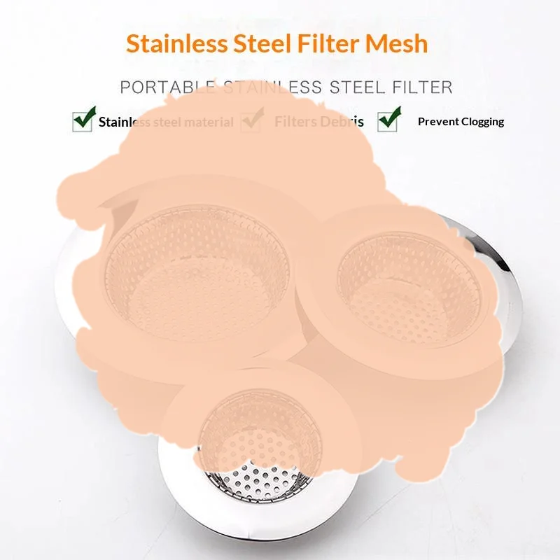 Stainless Steel Sink Drain Strainer Rust Resistant Fine Mesh For Kitchen Bathroom Sinks Catch Food Debris Prevent Blockages