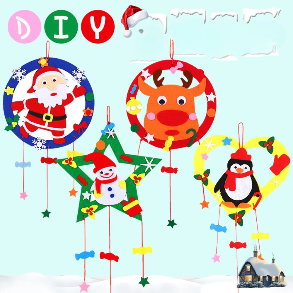 

DIY Toys For Kids New DIY Wreath Christmas Garland Decoration Art Crafts Cloth Eva Felts Decor Handmade Christmas Decoration