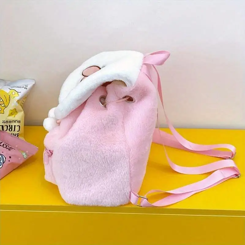 Sanrio mochila de felpa con bordado lindo, Kuromi Melody, mochila de gran capacidad, adecuada para la vida universitaria, tiempo de vacaciones