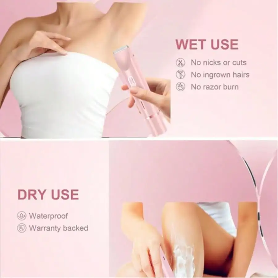 2 In 1 Women Electric Razor & Bikini Trimmer, Waterproof Wet Dry Shaver With Ceramic Sharp Blade, USB Rechargeable  Dual Head Hair Trimmer For Face, Underarm, Leg And Pubic Hair, Portable Personal Groomer, Gift For Men Women,Multiple Color