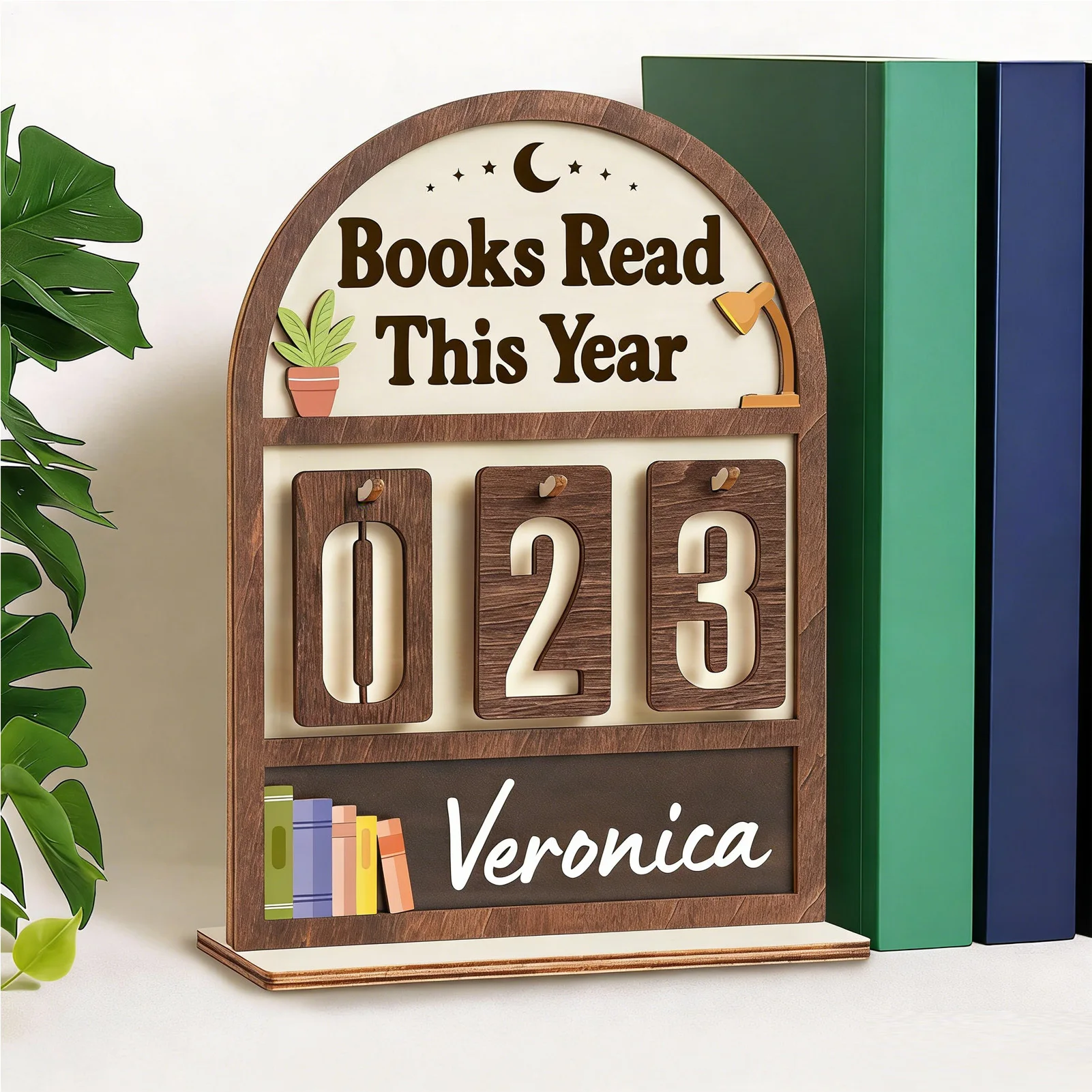Book Tracker Sign Wooden Bookshelf Tabletop Ornament Books Read Tracker For Library Nook Study Corner Home Workplace Living Room