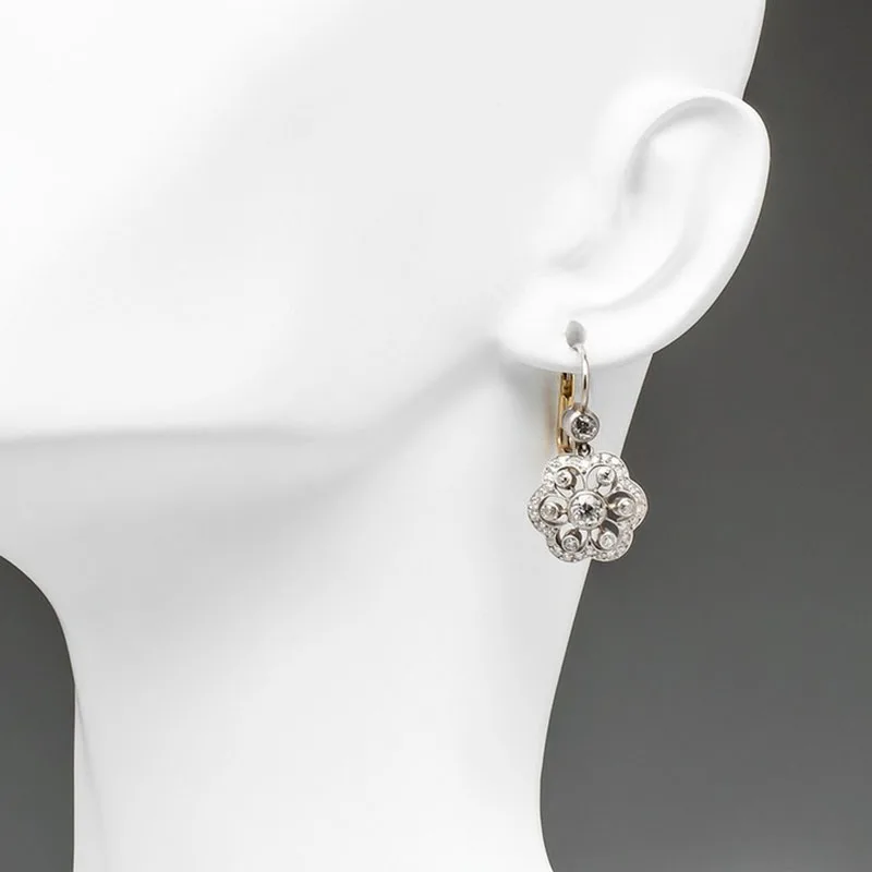 Gorgeous Flower Crystal Wedding Earrings Ladies Fashion Jewelry Micro Pave White Cubic Zircon Drop Earrings Gift