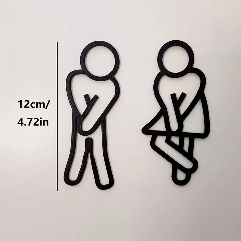 3D Printed Bathroom Door Sign Male & Female Restrooms Symbol Door Decor Restaurant Hotel Cafe Toilet Signage Wall Sticker