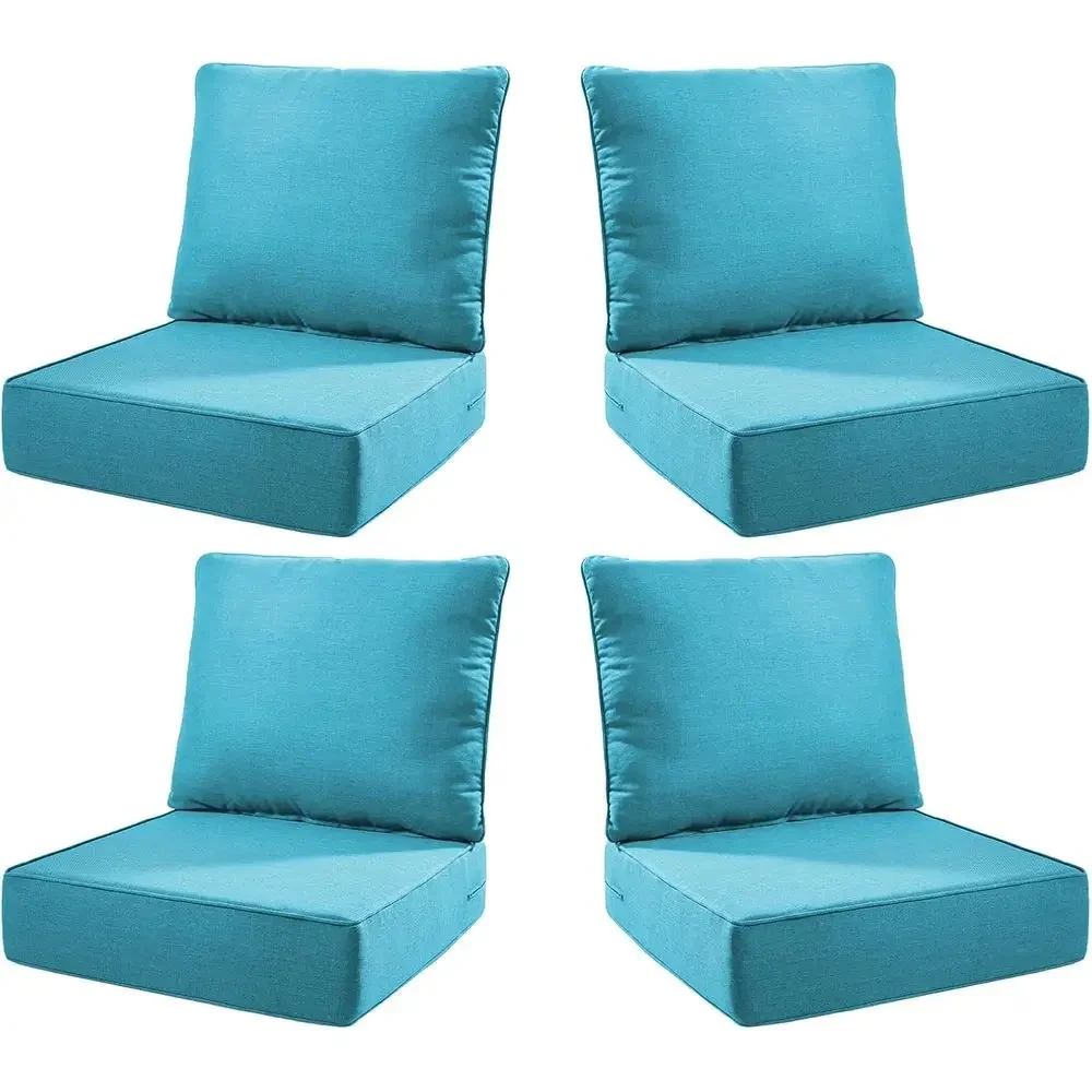 4-Piece Outdoor Seat Cushion Set - 24x24x6 Deep Seat & High Back, Water-Resistant & Fade-Resistant Patio Furniture Cushions for