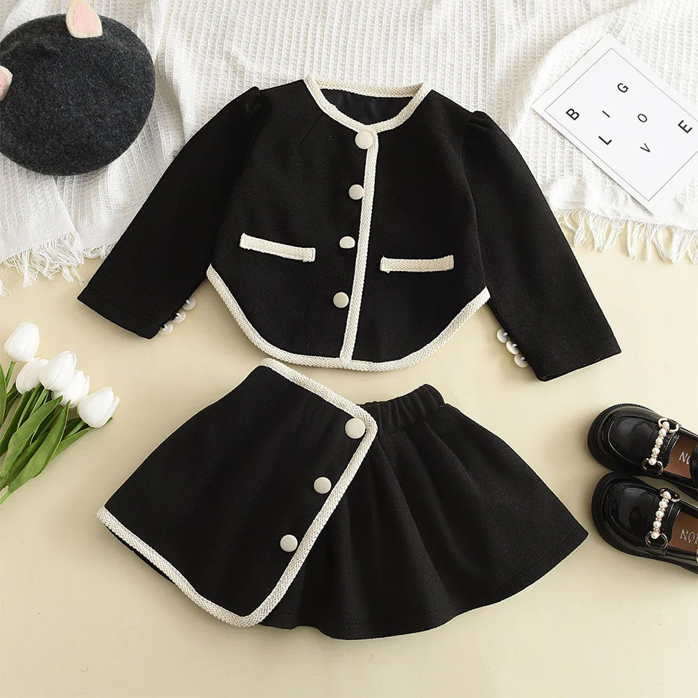 

New girl Cardigan top + Pleated skirt 2pc/set girls baby children autumn spring fashion clothes hot sales students 3-7y 90-140