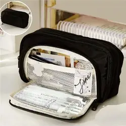 Estuche de lápices multicapa Kawaii de gran capacidad, bolsa de lápices para estudiantes, caja de suministros de papelería escolar y bolsa de almacenamiento de maquillaje