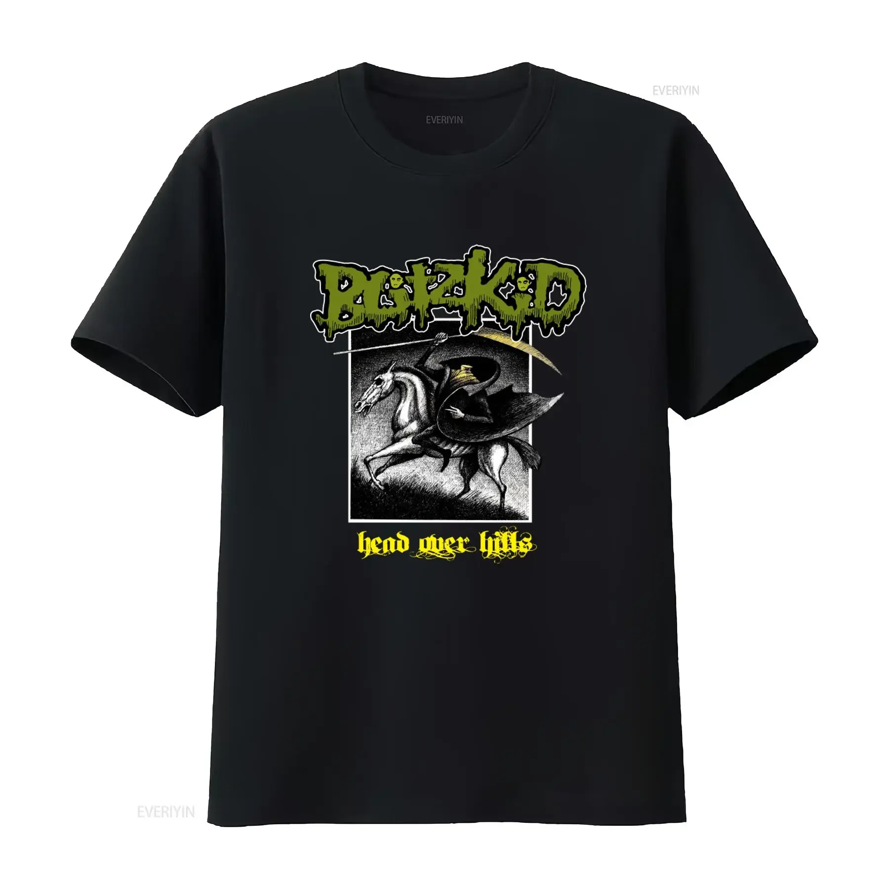 Camiseta de la Banda Punk Americana Blitzkid Head Over Heels, Modelo Nuevo, para Hombre, Estilo Vintage Lavado, Cómoda, Informal, Transpirable