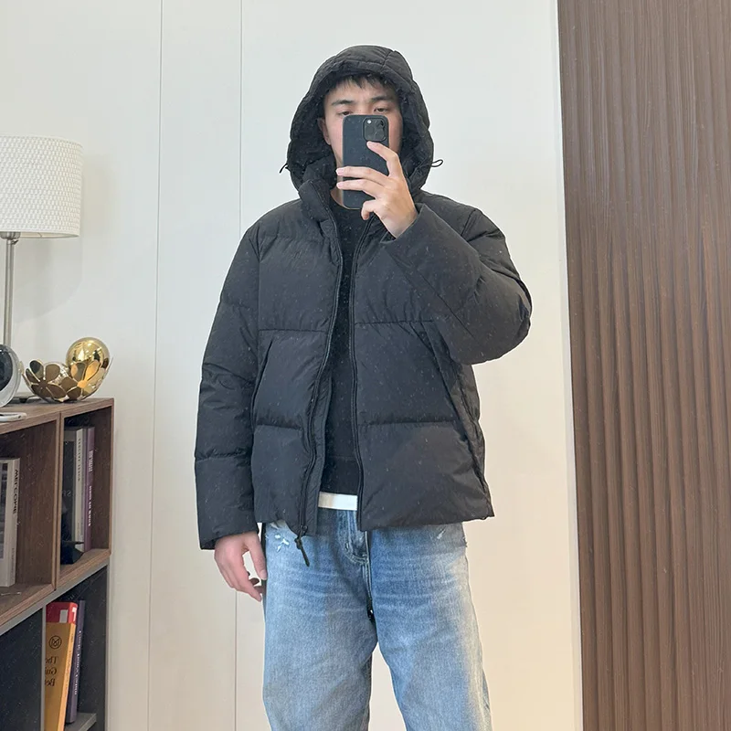 

Thiened Warm 90 White Du down Tee-Proof Fabric Versatile Hooded Simple Bread Sle Men's Jaet Uni Crispirit Brand