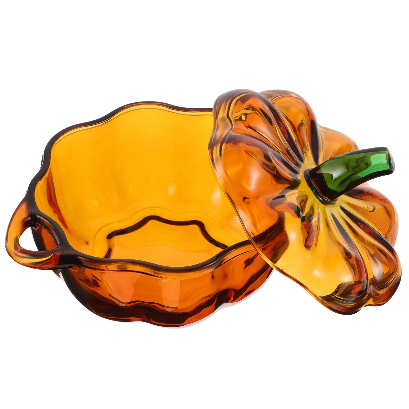 

Pumpkin Shaped Glass Jar Lid Colorful Decorative Storage Container Snack Holder Fruit Plate Home Party Use Glass Pumpkin Jar