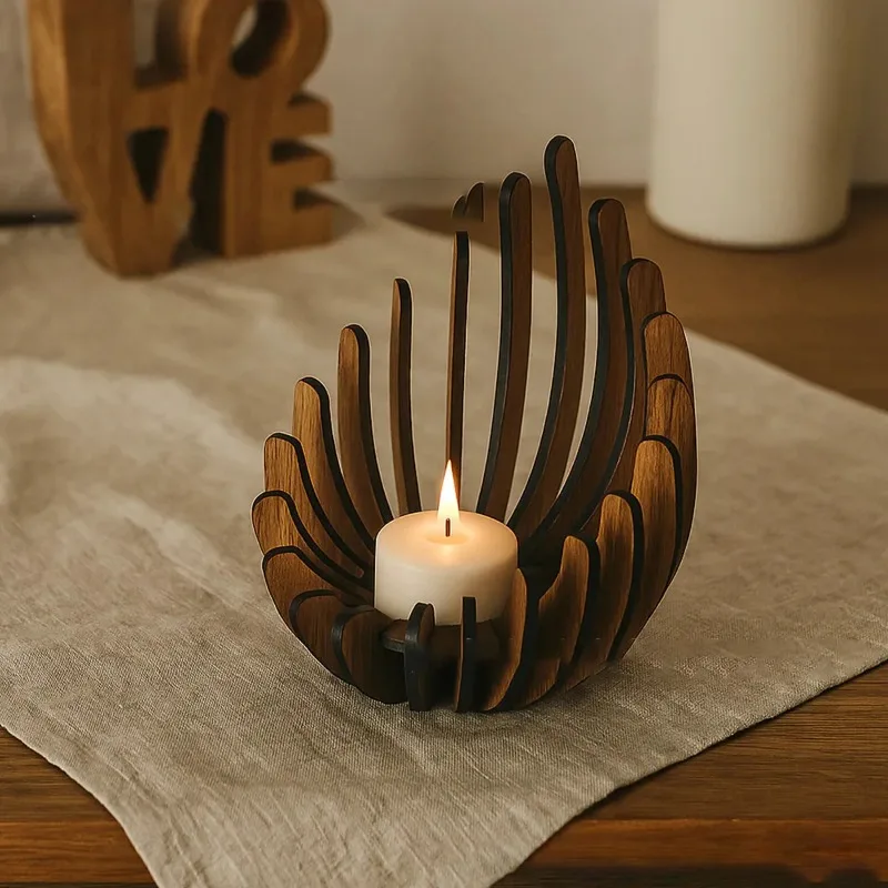 Lotus Wooden Candle Holder Handmade Tealight Centerpiece Table Wedding Christmas Votive Rustic Decor Accessory Candle Holder