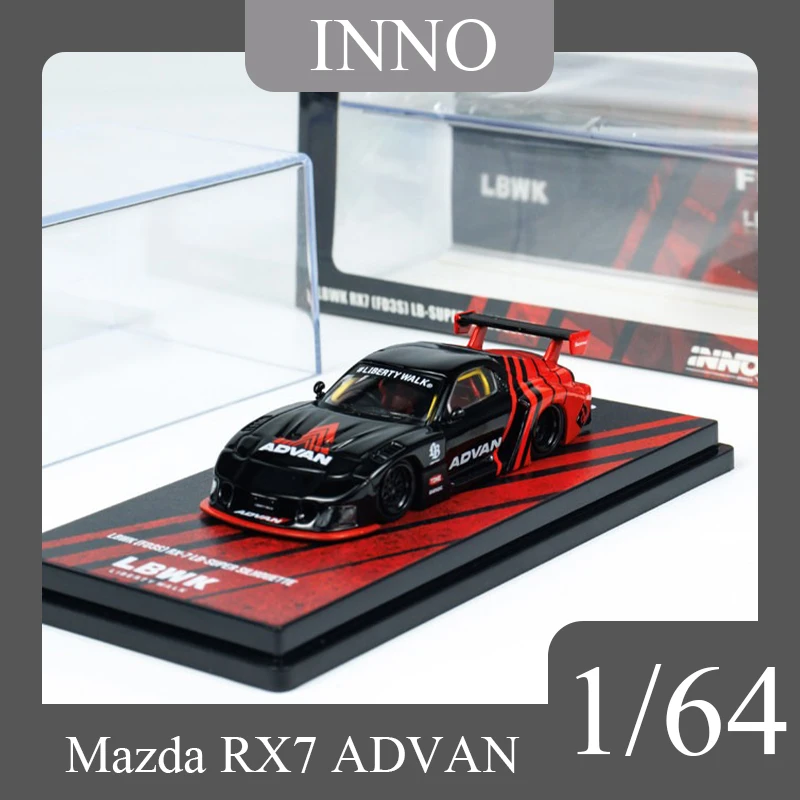 

INNO 1:64 Mazda RX7 ADVAN, коллекционная модель автомобиля из литого сплава, настольное украшение, игрушка для мальчика, подарок на день рождения