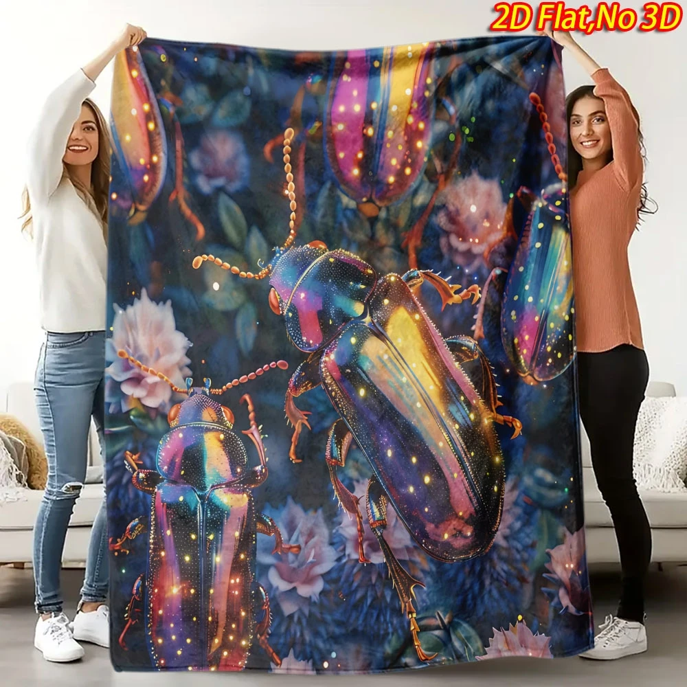 Oversized Beetle Insect Art Blanket Throw 150x200cm Cosmic Nature Aesthetic Large Bedspread Sofa Couch Decor Winter Gift