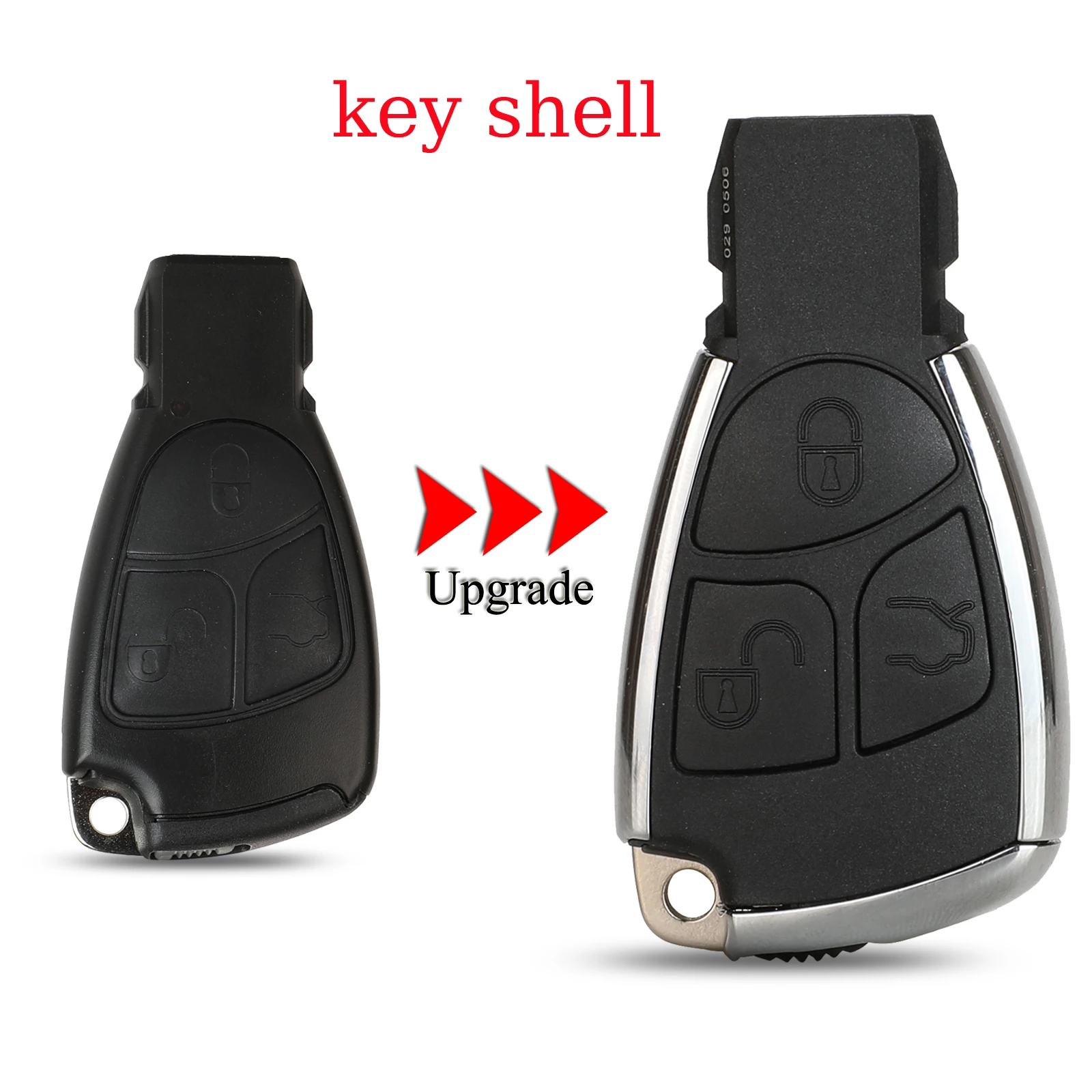 

jingyuqin Upgrade Car Key Shell For Mercedes Benz B C E ML S CLK CL Chrome Style 3 Button Remote Key Case Cover