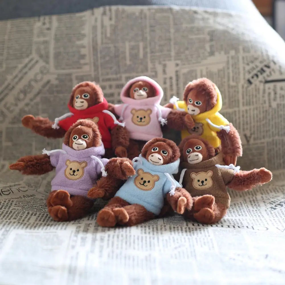 Fashionable Sweatshirt Monkey Doll Adorable Plush Monkey Keychain with Removable Hoodie Soft Bag Pendant Cartoon for Boys