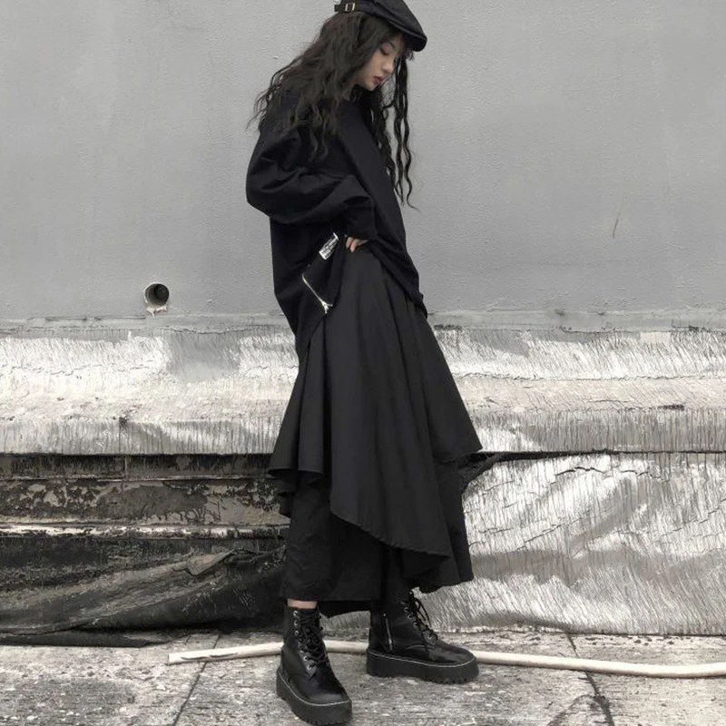 Vintage Trousers Women Men Neutral Loose Culottes y2k Gothic Wide Leg Pants Skirt New Oversize Harajuku Japanese Creative Pants