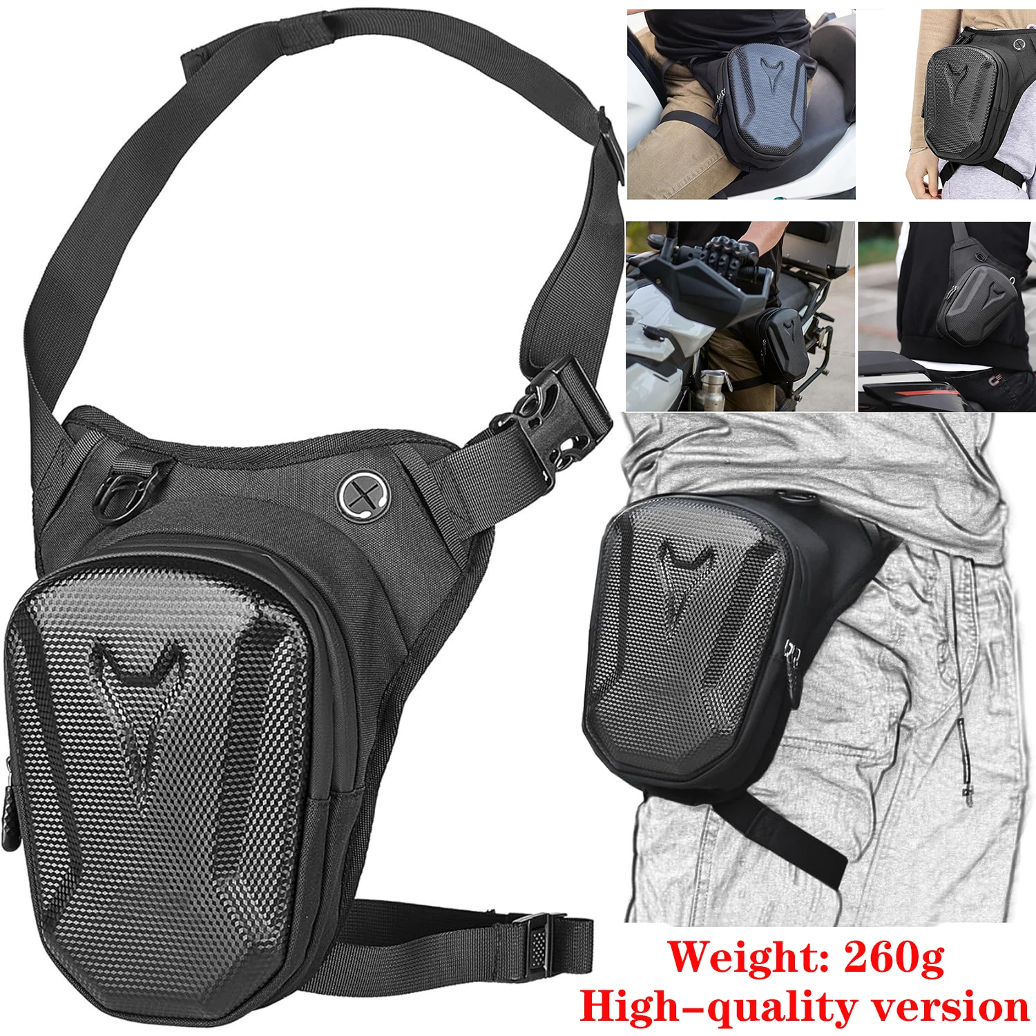Multifunctional Motorcycle Leg Bag Waterproof, Waist/Tank/Crossbody Drop Thigh Bag Heavy Duty Motocross Moto Gear for Men Women
