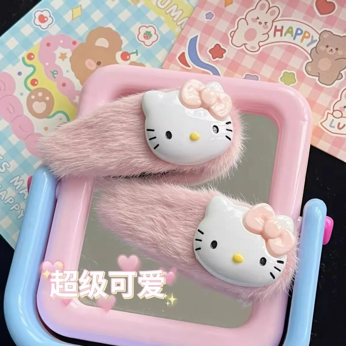 Cute Pink Hairpin Pin Cartoon Hello Kitty Girls Barrettes Bangs Clip Women Girls Hair Accessories Slid Clip Jewelry Gifts image 2
