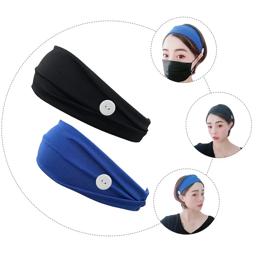 

2 шт. Стильные эластичные повязки на голову для женщин из премиального дышащего полиэстера, спортивные повязки для фитнеса, фиксации волос, масок и защиты ушей