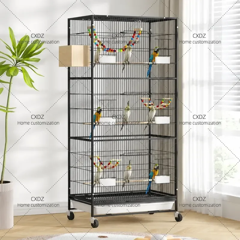 Large Oversized Bird Cage for Parrots Starlings and Squirrels Household Breeding Aviary with Raised Base Durable Metal Wire