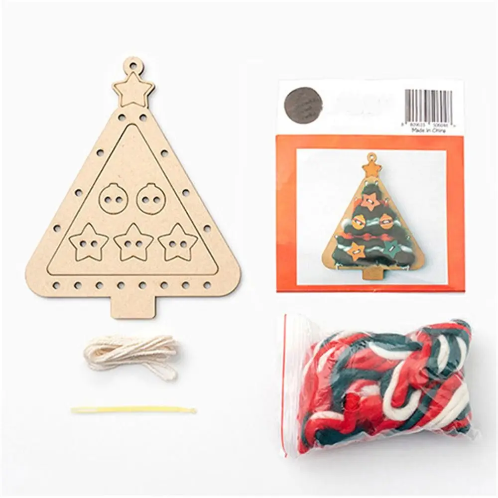 Tecer presente de natal mini árvores de natal brinquedos do jardim de infância diy montagem sinos de natal meia de natal árvore de lã de natal